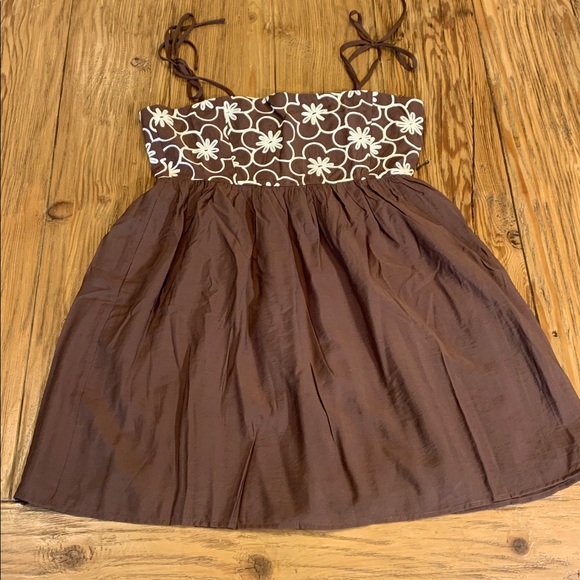 Pink Lily Brown Embroidered Floral Dress Spaghetti Straps Back Zip NWOT Large - Picture 8 of 14